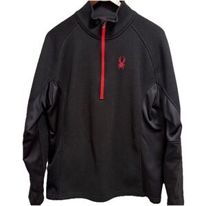 Spyder Men's 3/4 Zip Outbound Stryke Sweater Jacket Fleece Black/Red